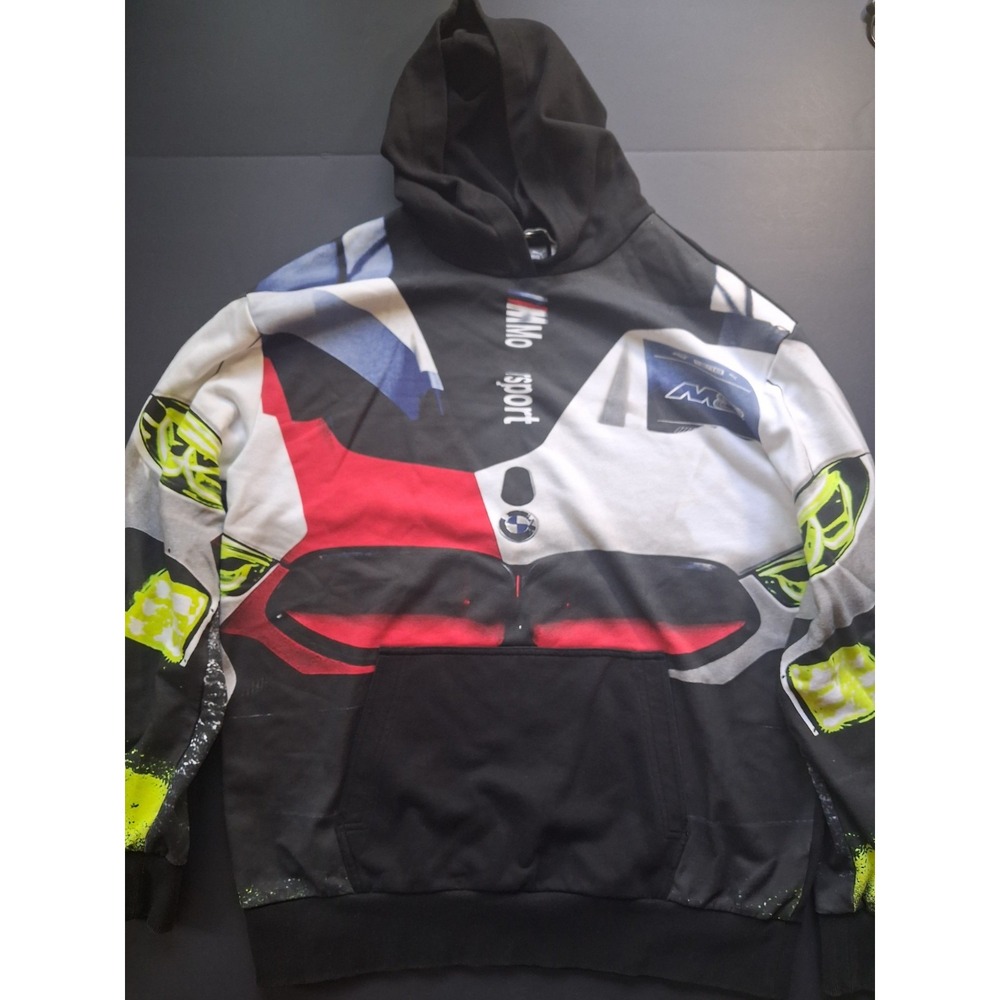 Puma BMW M Motorsport Hoodie Mens Large Black Graphic Racing Pullover 597972-01